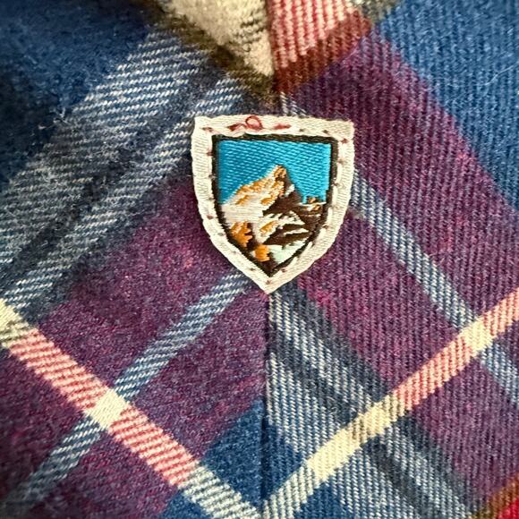 KUHL Women's Plaid Button-Down Flannel Shirt Gorpcore Grunge Medium Red Blue - Picture 6 of 9